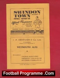 Swindon Town v Exeter City 1949