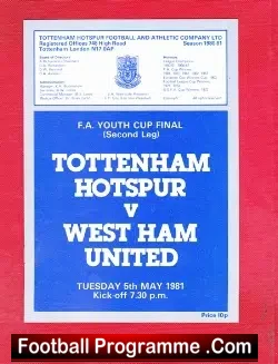 Tottenham Hotspur v West Ham United 1981 – Youths Cup Final