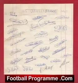 US Quevilly Football Team France Multi Autographs 1950s - football programme