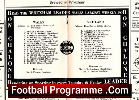 Wales v Scotland 1969 – at Wrexham + Denis Law