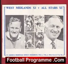 West Midland v All Stars - Birmingham Bombing Benefit 1974 - football programme