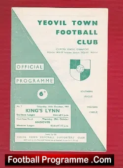 Yeovil Town v Kings Lynn 1964 - football programme