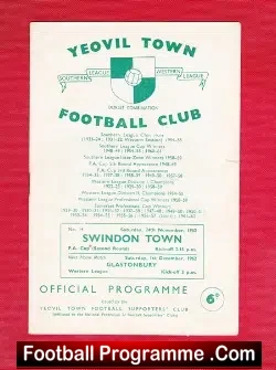 Yeovil Town v Swindon Town 1962 - to clear - football programme