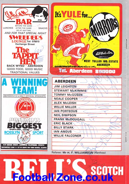 Aberdeen v Morton 1984 - Multi Autographed SIGNED