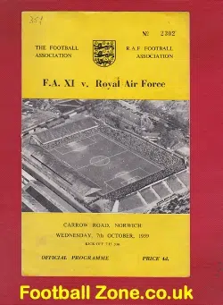FA X1 v Royal Air Force RAF 1959 – at Norwich City