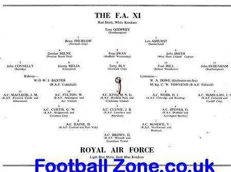 FA X1 v Royal Air Force RAF 1959 – at Norwich City