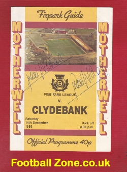 Motherwell v Clydebank 1985 – Signed Autographed