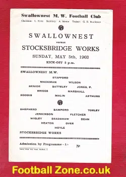 Swallownest v Stocksbridge Works 1963 – Single Sheet
