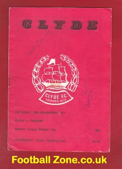 Clyde v Falkirk 1977 – Harry Kinnear + Sandy Burrell Signed