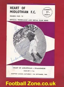 Heart Of Midlothian v Kilmarnock 1969 - Multi Autographed