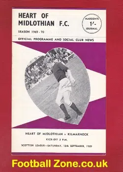 Heart Of Midlothian v Kilmarnock 1969 - Autographed