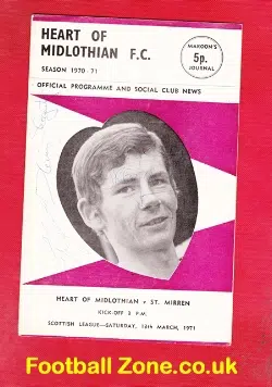 Heart Of Midlothian v St Mirren 1971 – Autographs SIGNED
