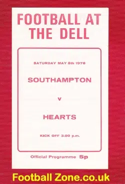 Southampton v Heart of Midlothian Hearts 1976 – Friendly