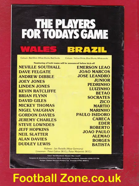 Wales v Brazil 1983