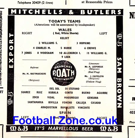 Wales v Spain 1961 – World Cup 61