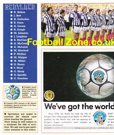 Scotland v Yugoslavia 1988 - World Cup Qualifying