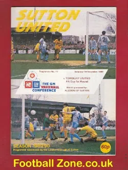 Sutton United v Torquay United 1989