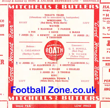 Wrexham v Swansea Town 1957 - Welsh Cup Final in Cardiff