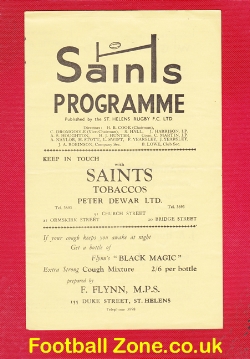 St Helens Rugby v Oldham 1959