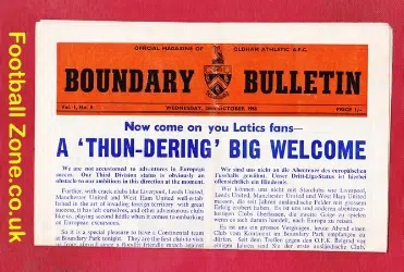 Oldham Athletic v FC Thun 1966 – Switzerland
