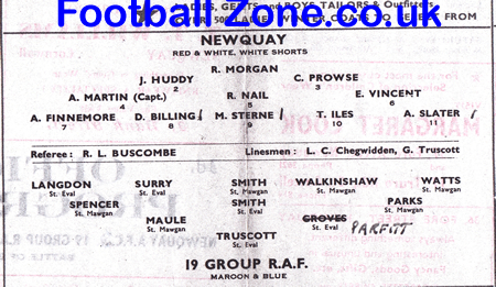Newquay v Royal Air Force RAF 1955 – Battle Of Britain Cup