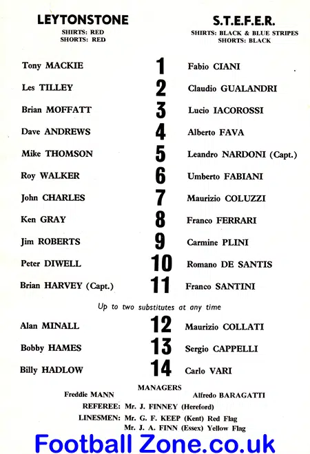 Leytonstone v S.T.E.F.E.R Rome 1968 – European Amateur Cup Final