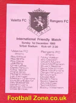 Valetta v Glasgow Rangers 1985 – Malta