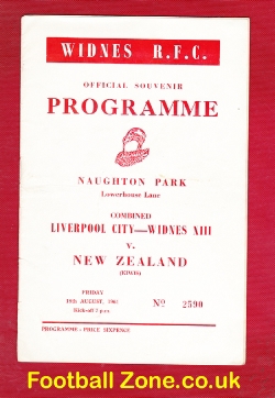Liverpool City Rugby v New Zealand 1961 – Plus Widnes