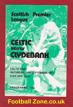 Glasgow Celtic v Clydebank 1977 – SIGNED Autographed