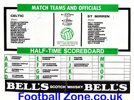 Glasgow Celtic v St Mirren 1979 – Signed Autographed