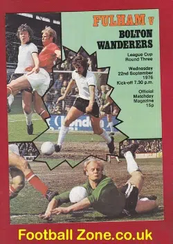 Fulham v Bolton Wanderers 1976 + Bobby Moore + George Best