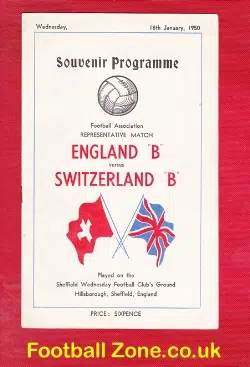 England v Switzerland 1950 – at Sheffield Wednesday