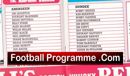 Aberdeen v Dundee 1985 – Autographed Signed