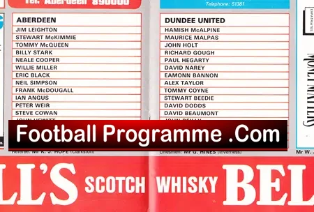 Aberdeen v Dundee United 1984 – Multi Autographs SIGNED