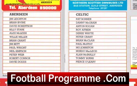 Aberdeen v Glasgow Celtic 1987 – Multi Autographs SIGNED