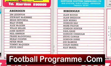 Aberdeen v Hibernian Hibs 1985 – Autographed Signed