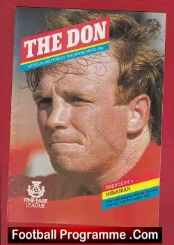 Aberdeen v Hibernian Hibs 1985 – Autographed Signed