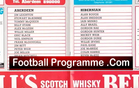 Aberdeen v Hibernian Hibs 1985 – Multi Autographed