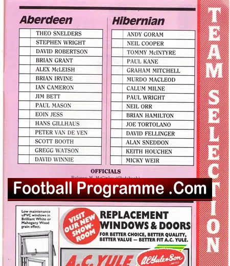 Aberdeen v Hibernian Hibs 1991 – Autographed