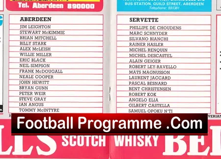 Aberdeen v Servette 1985 – Autographed Signed