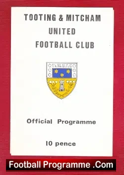 Alan Berrecloth Testimonial Benefit Match Tooting Mitcham 1980