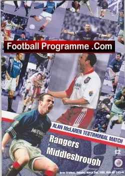 Alan McClaren Testimonial Benefit Match Glasgow Rangers 1999 - football programme