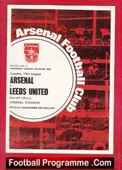Arsenal v Leeds United 1969 - football programme