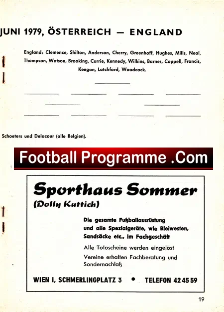 Austria v England 1979