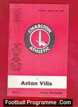 Charlton Athletic v Aston Villa 1970