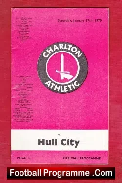 Charlton Athletic v Hull City 1970 - football programme