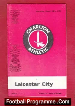Charlton Athletic v Leicester City 1970 - football programme