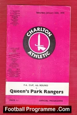 Charlton Athletic v QPR 1970 - football programme