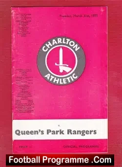 Charlton Athletic v QPR 1970 - football programme