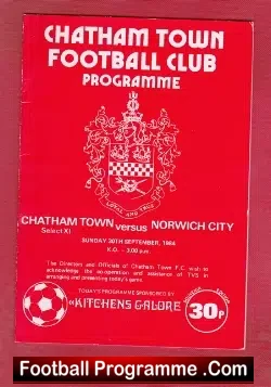 Chatham Town v Norwich City 1984 – Friendly Game